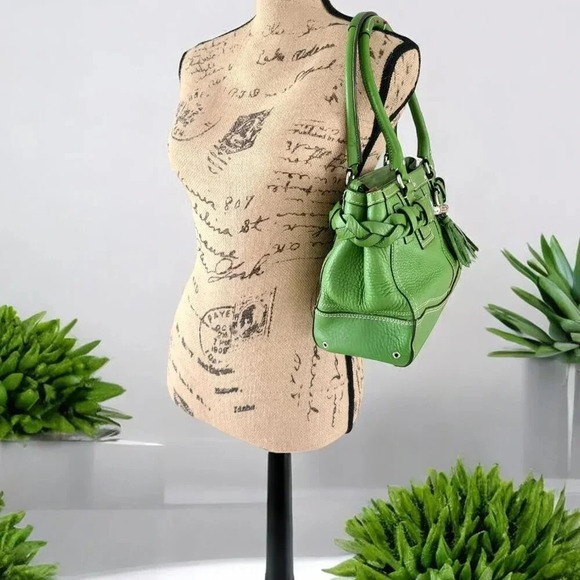 COACH Hampton Pebble Green Leather Satchel - Picture 7 of 15